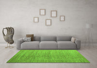 Machine Washable Abstract Green Modern Rug, wshabs5464grn