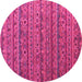 Round Abstract Pink Modern Rug, abs5465pnk