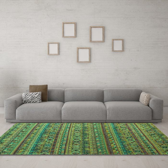 Machine Washable Abstract Turquoise Modern Area Rugs in a Living Room,, wshabs5465turq