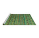 Sideview of Machine Washable Abstract Turquoise Modern Area Rugs, wshabs5465turq