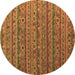 Round Machine Washable Abstract Brown Modern Rug, wshabs5465brn