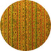 Round Machine Washable Abstract Yellow Modern Rug, wshabs5465yw