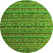 Round Machine Washable Abstract Green Modern Area Rugs, wshabs5465grn