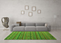 Machine Washable Abstract Green Modern Rug, wshabs5465grn