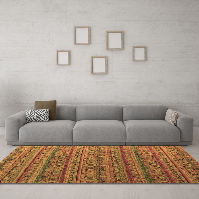 Machine Washable Abstract Brown Modern Rug in a Living Room,, wshabs5465brn
