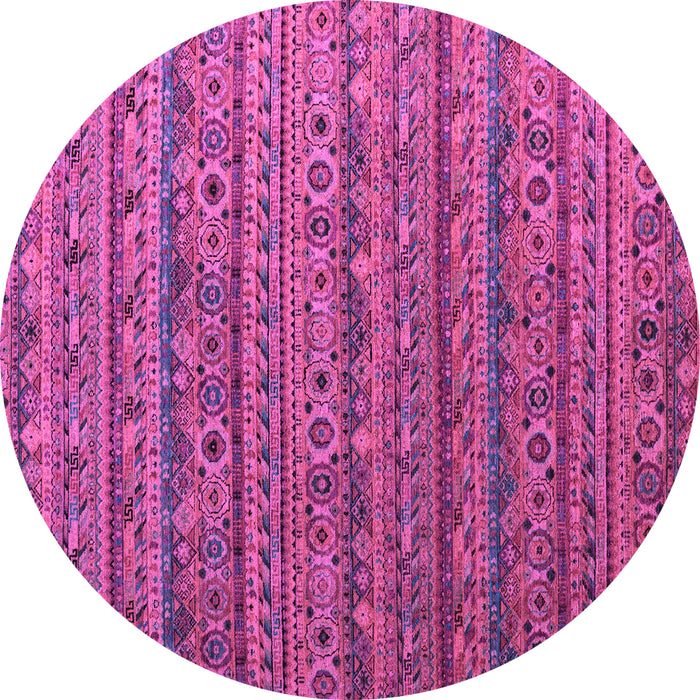Round Machine Washable Abstract Purple Modern Area Rugs, wshabs5465pur