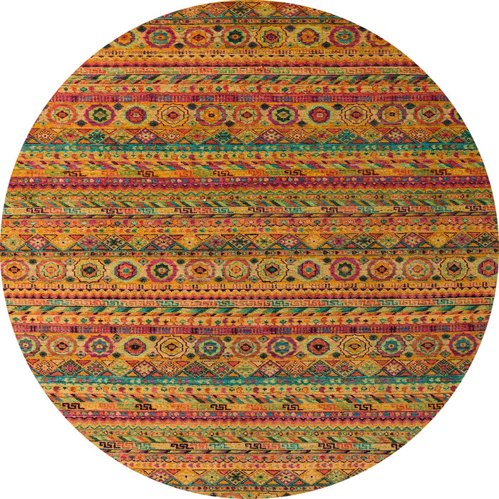 Round Abstract Cinnamon Brown Modern Rug, abs5465