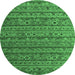 Round Abstract Emerald Green Modern Rug, abs5465emgrn