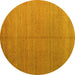 Round Abstract Yellow Modern Rug, abs5466yw