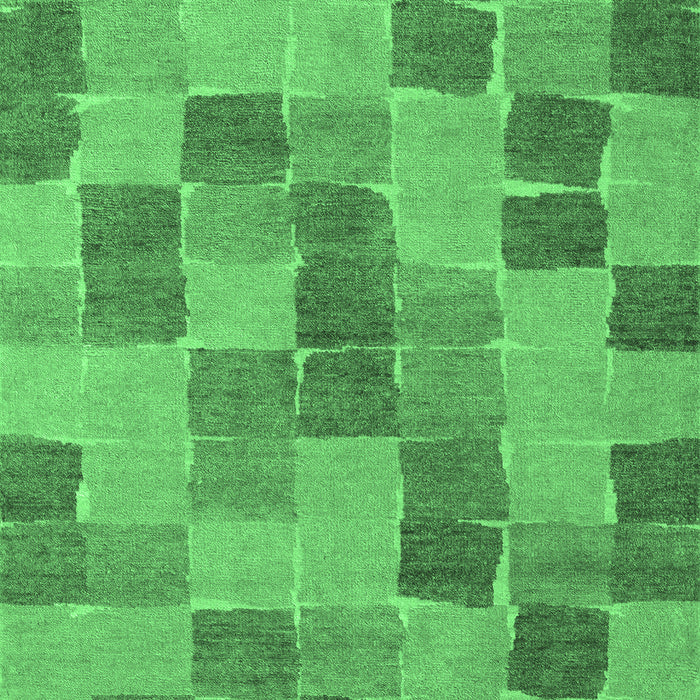 Machine Washable Checkered Emerald Green Modern Area Rugs, wshabs5467emgrn