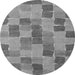 Round Checkered Gray Modern Rug, abs5467gry