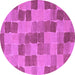 Round Checkered Purple Modern Rug, abs5467pur