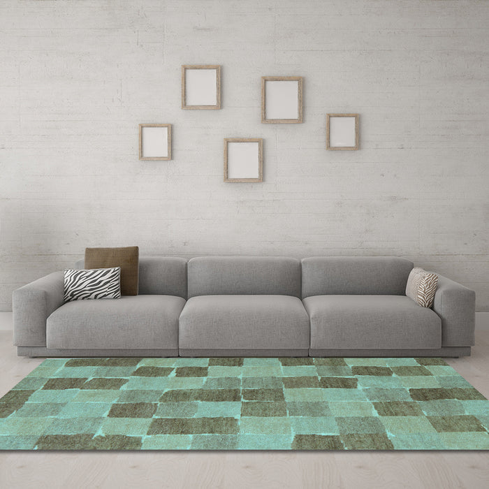 Machine Washable Checkered Light Blue Modern Rug in a Living Room, wshabs5467lblu