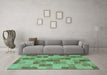 Machine Washable Checkered Turquoise Modern Area Rugs in a Living Room,, wshabs5467turq