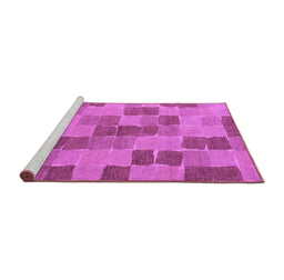 Sideview of Machine Washable Checkered Purple Modern Area Rugs, wshabs5467pur