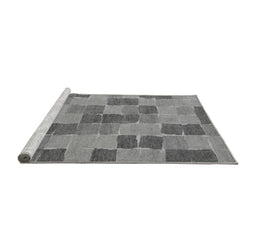 Sideview of Machine Washable Checkered Gray Modern Rug, wshabs5467gry