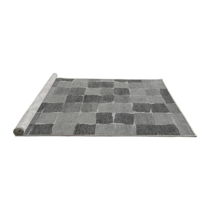 Sideview of Machine Washable Checkered Gray Modern Rug, wshabs5467gry
