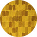 Round Checkered Yellow Modern Rug, abs5467yw