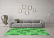 Machine Washable Checkered Emerald Green Modern Area Rugs in a Living Room,, wshabs5467emgrn