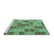 Sideview of Machine Washable Checkered Turquoise Modern Area Rugs, wshabs5467turq