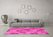 Machine Washable Checkered Pink Modern Rug in a Living Room, wshabs5467pnk