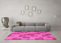 Machine Washable Checkered Pink Modern Rug, wshabs5467pnk