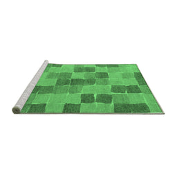 Sideview of Machine Washable Checkered Emerald Green Modern Area Rugs, wshabs5467emgrn