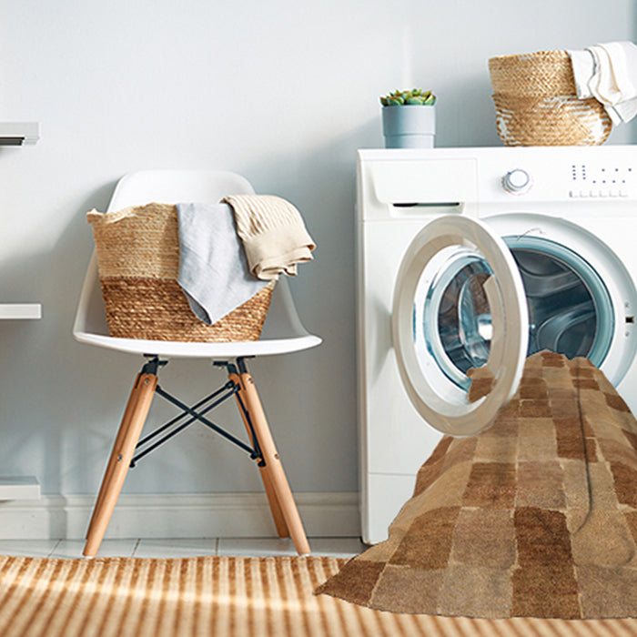 Machine Washable Abstract Orange Rug in a Washing Machine, wshabs5467