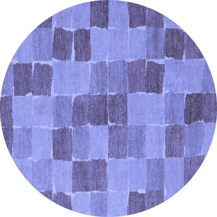 Round Checkered Blue Modern Rug, abs5467blu