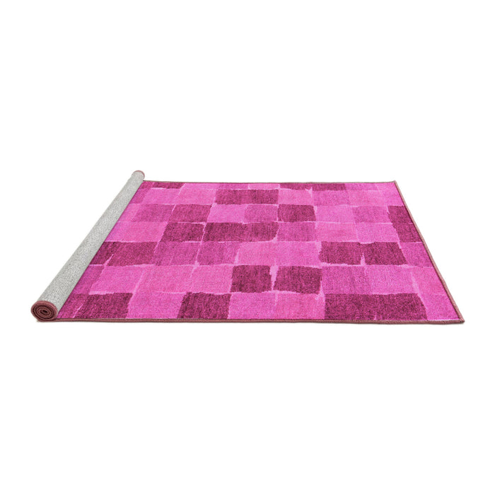 Sideview of Machine Washable Checkered Pink Modern Rug, wshabs5467pnk