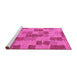 Sideview of Machine Washable Checkered Pink Modern Rug, wshabs5467pnk