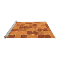 Sideview of Machine Washable Checkered Orange Modern Area Rugs, wshabs5467org