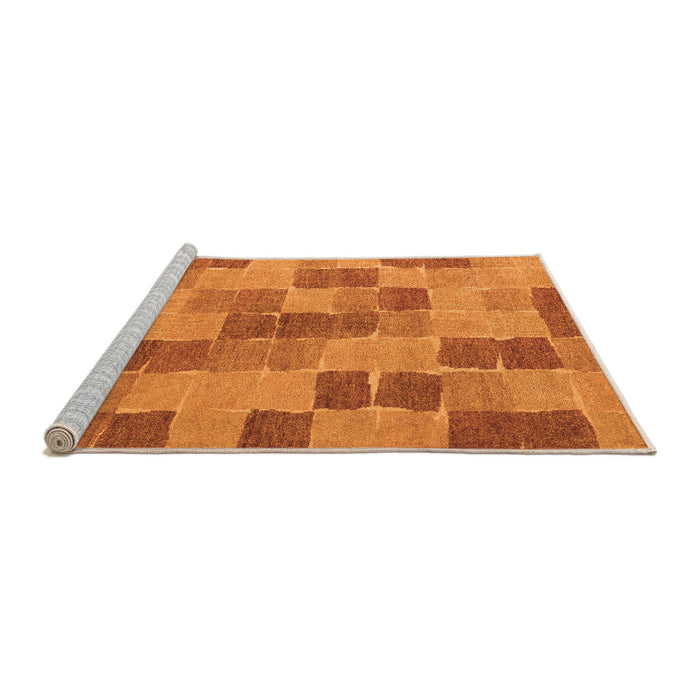 Sideview of Machine Washable Checkered Orange Modern Area Rugs, wshabs5467org