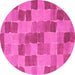 Round Checkered Pink Modern Rug, abs5467pnk