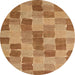 Round Abstract Orange Checkered Rug, abs5467