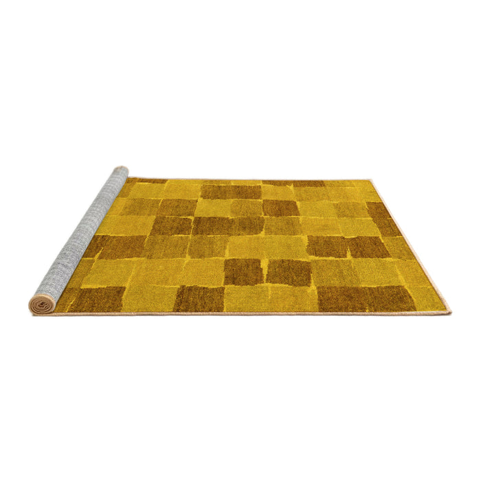 Sideview of Machine Washable Checkered Yellow Modern Rug, wshabs5467yw