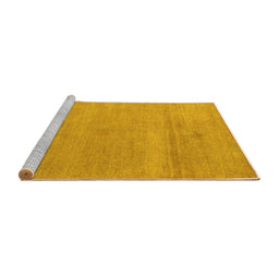 Sideview of Machine Washable Abstract Yellow Modern Rug, wshabs5468yw