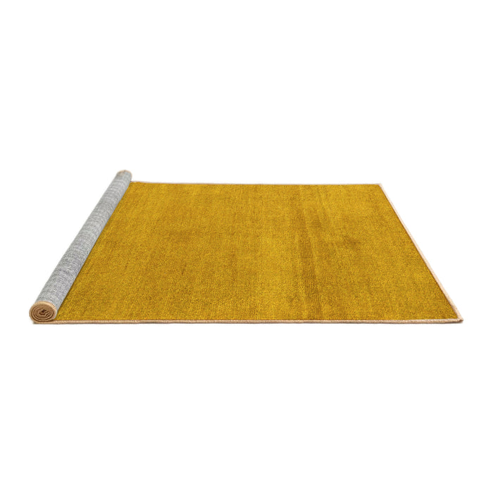 Sideview of Machine Washable Abstract Yellow Modern Rug, wshabs5468yw