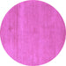 Round Machine Washable Abstract Purple Modern Area Rugs, wshabs5468pur