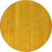 Round Abstract Yellow Modern Rug, abs5468yw