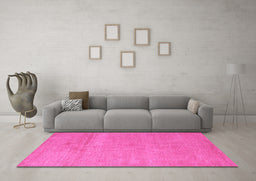 Machine Washable Abstract Pink Modern Rug in a Living Room, wshabs5468pnk
