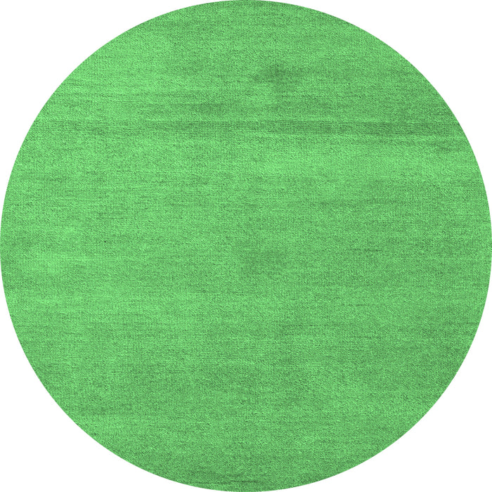 Round Machine Washable Abstract Emerald Green Modern Area Rugs, wshabs5468emgrn