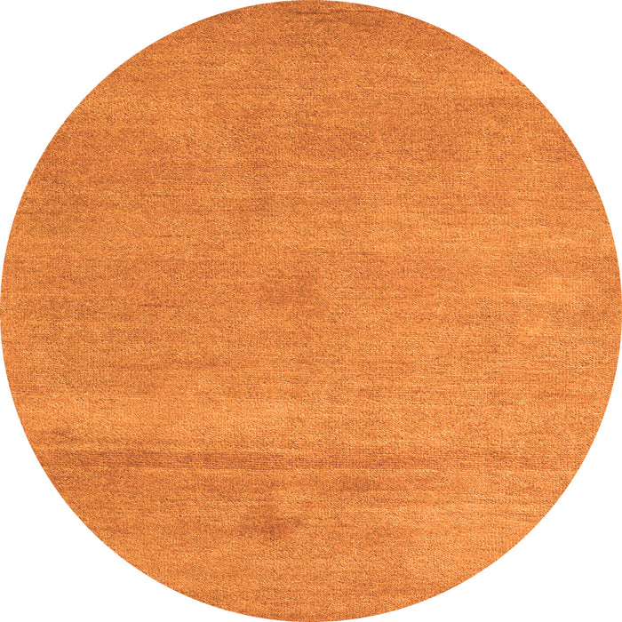 Round Machine Washable Abstract Orange Modern Area Rugs, wshabs5468org