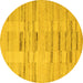 Round Solid Yellow Modern Rug, abs5469yw