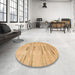 Round Abstract Orange Solid Rug in a Office, abs5469