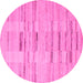 Round Machine Washable Solid Pink Modern Rug, wshabs5469pnk