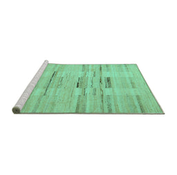 Sideview of Machine Washable Solid Turquoise Modern Area Rugs, wshabs5469turq