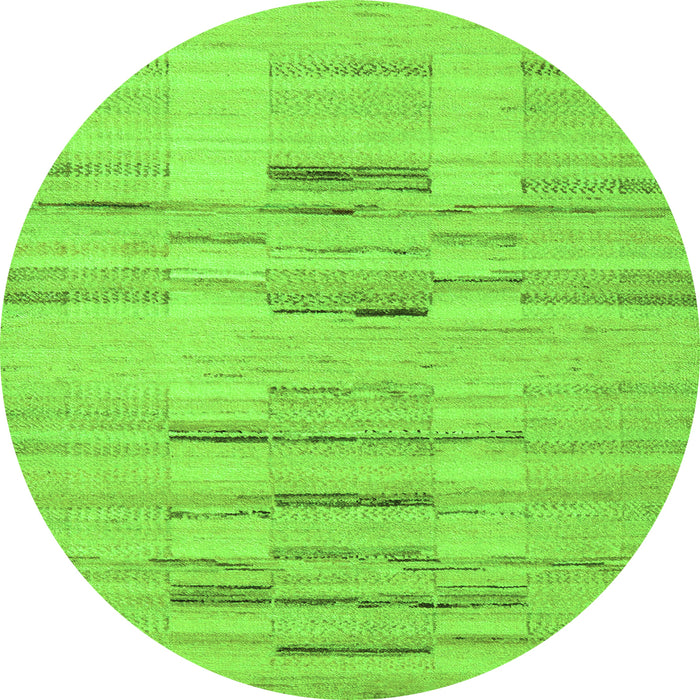 Round Machine Washable Solid Green Modern Area Rugs, wshabs5469grn