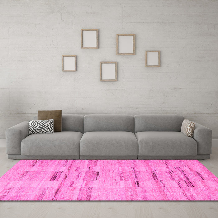 Machine Washable Solid Pink Modern Rug in a Living Room, wshabs5469pnk