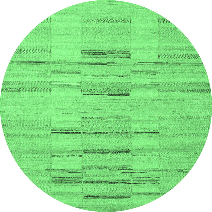 Round Machine Washable Solid Emerald Green Modern Area Rugs, wshabs5469emgrn